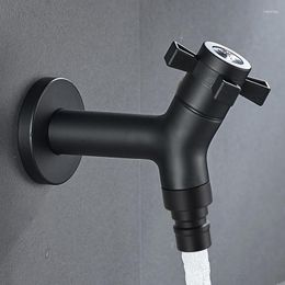 Bathroom Sink Faucets BAKALA 304 Stainless Steel Black Lengthen Outdoor Garden Faucet Wall Mounted Corner Washing Machine