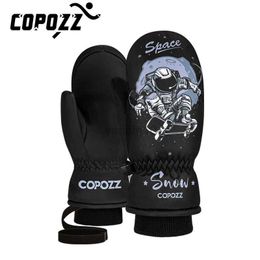 Ski Gloves COPOZZ Child Ski Gloves 3M Thinsulate Winter Keep Warm Finger Mittens Cute Cartoon Winter Ultralight Snowboard Gloves Kids HKD230727