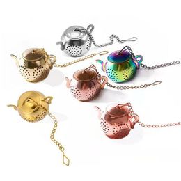 Coffee Tea Tools Loose Leaf Infuser Ball Teapot Shape Stainless Steel Strainer With Chain Herbal Diffuser Spice Philtre Xbjk2203 Drop Dhxbx