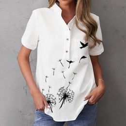 Women's Blouses Shirts Fashion Elegant Short Sleeve Woman Shirt Casual Blouse Loose Printed Shirt Woman Weekend Top 230727