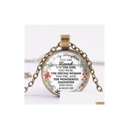 Pendant Necklaces A Letter To My Daughter Necklace From Dad Mom Your Are Loved Inspiring Words Crystal Gifts Sier Plated Chain Drop De Dhbph