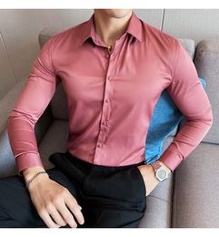 Men's Dress Shirts 10 Colour High Quality Solid Men Simple Long Sleeve Slim Fit Business Homme Social Casual Shirt Plus Size 5XL