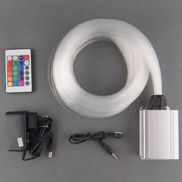 DIY Neon sign 5W RGB LED light engine 200pcs 0 75mm 2M long end glow PMMA optical Fibre kit 24key IR remote2186