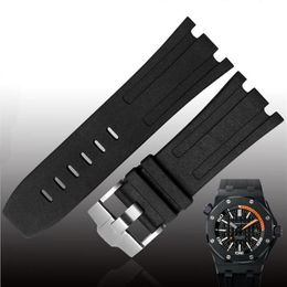 JAWODER Watchband Man 28mm Black Red Orange Blue Grey Green Yellow Silicone Rubber Diver Watch Band Strap Pin Buckle for ROYAL OAK307z