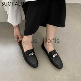 Dress Shoes SUOJIALUN 2023 Spring New Brand Women Flat Shoes Fashion Buckle Round Toe Slip On Loafers Soft Casual British Style Oxford Shoes J230727