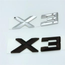 1pcs ABS Chrome Black X3 Letters Number Trunk Rear Emblem Decal Badge Sticker for BMW X3237T