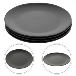 Dinnerware Sets 4 Pcs Black Melamine Plate Round Serving Tray Flat Bottom Dish Spaghetti Appetiser Outdoor Dinning Picnic