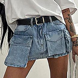 Women's Jeans 2023 Summer Design Street Hipster Three Pockets Short Skirt Fashion Y2K Clothing Plus Size All Match Denim Skirts