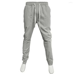 Men's Pants Men Soft Casual With Elastic Waist Drawstring Ankle-banded Pockets Ideal For Commute Outdoor Activities Solid