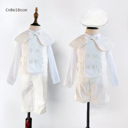 Suits Boutique Suit Baby Boy Baptism Outfit Christening White Vest Set Gentleman Kids 14 Yrs Birthday Wedding Party Clothing 230726