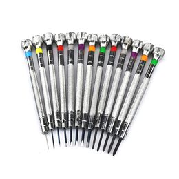 Screwdrivers 13PCS 0.6-2.0mm Slotted Cross Screwdriver Set Professional Watchmakers Watch Repair Screwdrivers Tool Kit 230726