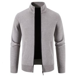 Men's Sweaters Men Cardigans Sweater Autumn Winter Half High Collar Zipper Casual Knitted Solid Sweater Coat Jacket Korean Fashion Men Clothing 230726