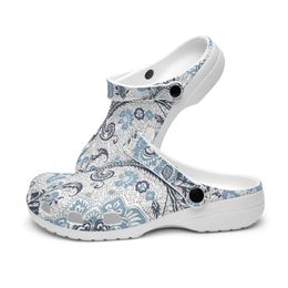 Diy custom shoes slippers mens womens beautiful blue flower pattern sneakers trainers 36-48