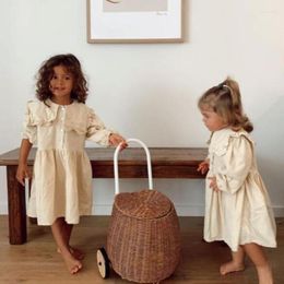 Girl Dresses 2023 Infants Toddler Kids Spring & Autumn Girls Corduroy Ruffled Long Sleeve Dress Fashion Casual Children Princess