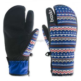 Ski Gloves BOODUN New Winter Snowboard Gloves for Women Ski Gloves Windproof Waterproof Non-slip Skating Skiing Gloves Cotton Warm Mittens HKD230727