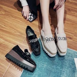 Dress Shoes Korean Shoes Casual Female Sneakers Loafers Fur Clogs Platform Women ds All-Match Square Toe Flats 2023 Creepers J230727