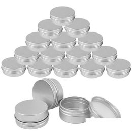 Packing Bottles Refillable Aluminum Tin Cans Lip Balm Containers Cosmetic Cream Bottle Jars Round Metal Box 5G 10G 15G 25G 30G 50G 60G Dhitz