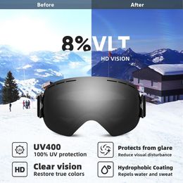 Ski Goggles TPU Outdoor Mountain Skiing Windproof Eyewear Large Spherical Cycling Sunglasses Mens 230726