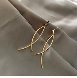 Dangle Earrings PBR005 2023 Korea Trend S925 Pin Gold Color Cross Ribbon Awareness Tassel Geometric Brincos Simple Drop Earring Party