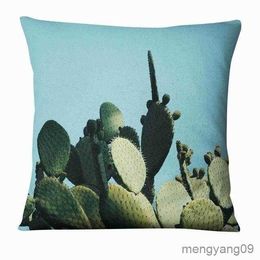 Cushion/Decorative Tropical Cactus Plant Printed Cushion Decorative Fresh Green case Home Decor Sofa Throw Almofadas Decorativa R230727