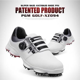 Other Golf Products Pgm Golf Heren Comfortabele Knop Gesp Golf Men'S Schoenen Waterdichte Lederen Sneakers Spikes Nagel Antislip Xz094 HKD230727