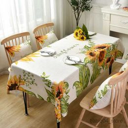 Table Cloth Sunflower Pastoral Dining Table Cover Coffee Table Cloth Rectangular Waterproof and Anti-fouling Tablecloth R230727