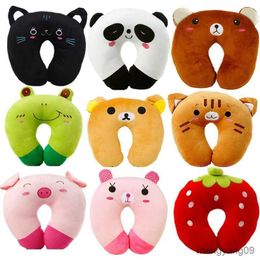 Cushion/Decorative Creative Cute Animal Panda Cat Bear Plush U-shaped Cervical Spine Neck Travel Portable Home Office for Children Lovely R230727