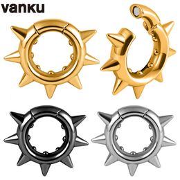 Dental Grills Vanku 2PC Simple Fashion Pendant Stainless Steel Plugs Ear Weight Gauges Tunnels Piercing Expander Stretchers Body Jewellery 230727