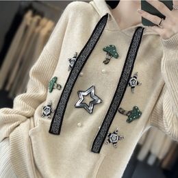 Women's Sweaters Cashmere Sweater Knitted Hoodie 100 Beautiful Nuo Wool Pullover Top AutumnWinter Thickened Large Jacket Fashion Korean 230727