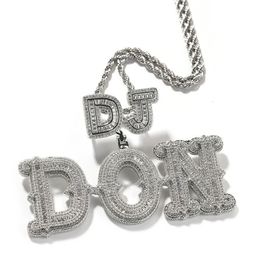 Pendant Necklaces Custom 2 Rows Letter Name Pendants Necklaces for Men Hip Hop 3A CZ Stone Bling Iced Out Rapper Jewelry Drop 230727