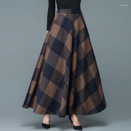Skirts 2023 Autumn Winter Skirt Womens Elegant Korean Fashion Plaid High Waist Medium Long Thick Plus Size S-4XL