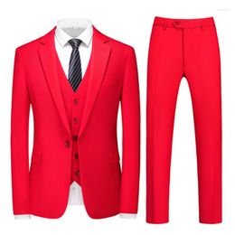 Men's Suits Red Men 3 Pieces Complete Set (Jacket Vest Pants) Party Dress Tuxedo 6XL Single Breasted Prom Blazer Stage Costume