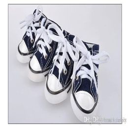 E55 4pcs lot Pet dog canvas shoes Dog Pet Shoes Pet plimsolls dog sneakers 287D