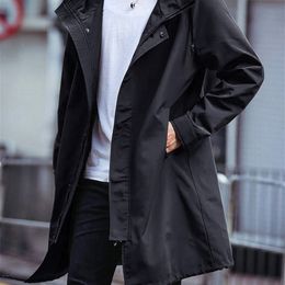 Men's Trench Coats Spring Autumn Long Coat Men Fashion Hooded Windbreaker Black Overcoat Casual Jackets Big Size 6XL 7XL 8XL 230726