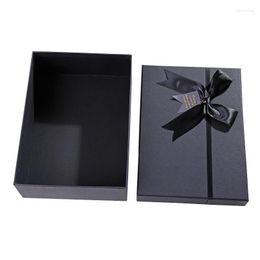 Gift Wrap 4pcs/lot Rectangular Large Black Bow Hard Paper Box Birthday Mother's Day Valentine's Lipstick