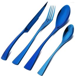 Dinnerware Sets 4Pcs Blue Tableware Set 304 Stainless Steel Luxury Fork Coffee Spoons Sharp Knife Western Silverware Flatware