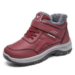 Women Warm Outdoor Shoes Woman Winter black red Plush Snow Outdoor Shoes size 36-41