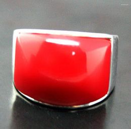 Cluster Rings 12 16mm RARE RED CORAL 925 STERLING SILVER JEWELRY RING SIZE 7/8/9/10