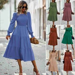 Basic Casual Dresses women's clothing large swing dress casual vacation waistband mid length skirt spring and autumn all season women's clothing T230727