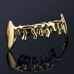 18k Gold Teeth Braces Punk Hip Hop Multicolor Diamond Custom Bottom Teeth Grillz Dental Mouth Fang Grills Tooth Cap Vampire Rapper247l