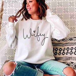 Women's Wifey Sweatshirt Bridal Shower Engagement Hoodie Top Gift for Bride Women Graphic Hoodies Long Sleeve Crewneck Sweatshirts T230727