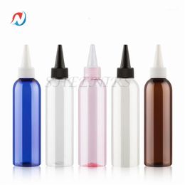 Ship 12pack 200ml 6 7oz translucent plastic hair dye bottle with black Clear White tips and -on cone lids1347j