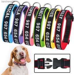 Nylon Custom Dog Collar Personalized Embroidery Pet Dog Tag Collar Adjustable Puppy Nameplate ID Collars For Small Large Dog L230620