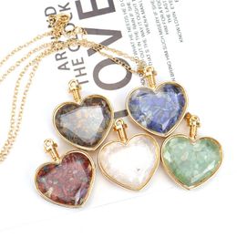 Pendant Necklaces Colorf Gravel Necklace Heart Shaped Glass Box Natural Stone Crystal Wishing Bottle Jewelry