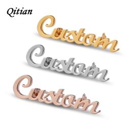 Pins Brooches Personalised Fashion Custom name Brooch luxury highquality stainless steel Jewellery For Women Initial Letter Lapel 230727