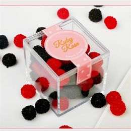Gift Wrap 12pcs Acrylic Candy Box Goodie Bags Clear Chocolate Plastic Wedding Party Favor Packing Pastry Container Jewelry Storage215m