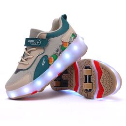 Fashion Led Light Shoes USB Charging Glowing Sneakers For Kids Boys Girls Children's Men 4 Wheel Roller Skates Sport Skateboard