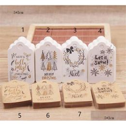 Christmas Decorations 5X3Cm 100 Pcs Merry Tags Kraft Paper Card Gift Label Tag Diy Hang Wrap Decor Drop Delivery Home Garden Festive P Dhawk