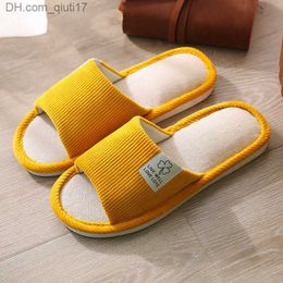 Slippers Women's Indoor Slider Corduroy Floor Flat Shoes Comfortable and Non slip Home Plain Linen Slider Unisex Women's Indoor Cotton Slider Z230727