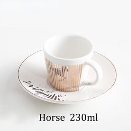 Tumblers Creative Horse Anamorphic Cup Mirror Reflection Hummingbird Mug Coffee Tea Set With Coaster 90ml 220ml water bottle 230727